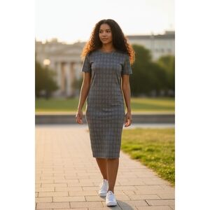 One Clothing Charcoal Checkered Midi Dress